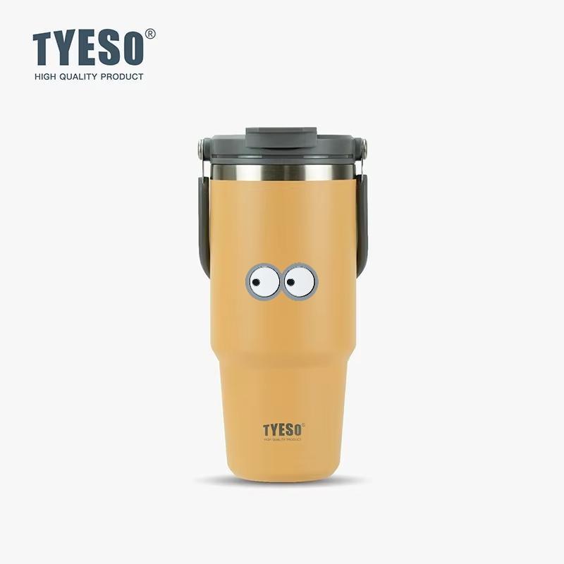 Tyeso 1050ML Big Capacity Travel Mug Vacuum Cup Stainless Steel Coffee Cup Cold Hot Double-layer Insulated Cup Tumbler with Eye Sticker