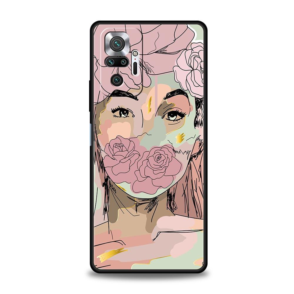 TPU Phone Case For Xiaomi Redmi Note 10 11 9 8 Pro 9S 7 8T 9T 9A 8A 9C K50 K40 Gaming Cover Paris Art Blue Butterfly Girl Flower