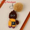 Autumn Cartoon Style Plush Leather Teddy Bear Bag Charm Keyring For Women And Teens
