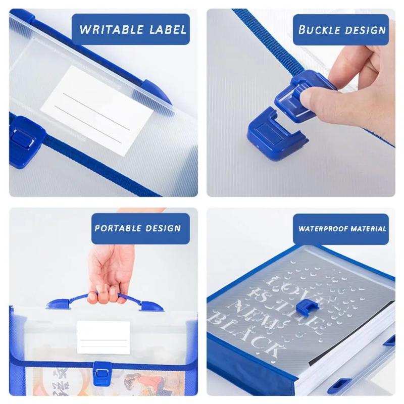 A4 Portable Snap Button File Bag Large-Capacity Document Bag Examination Paper Storage Bag File Organizer School Supplies