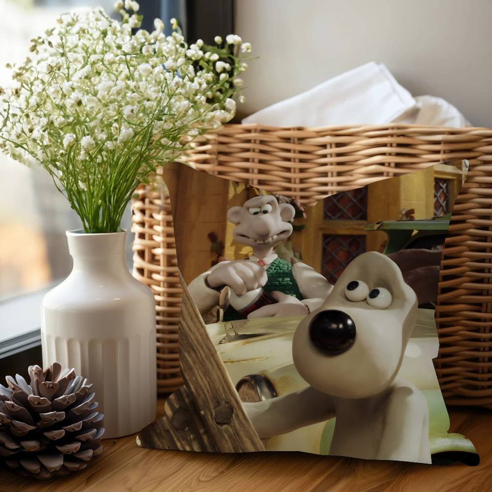 Cartoon W-Wallace And G-Gromit Pillow Cushion Cover Pillowcase Living Room Sofa Home Decor Customized