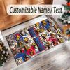 Construction Vehicles Theme Crystal Velvet Rug Personalized Custom Name Text Soft Floor Mat Home Decor