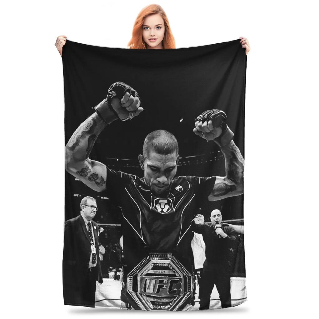 Flannel Throw Blanket Alex Pereira Bootleg Fighter Boxing Warm Plush Blankets Soft Bedspread for Living Room Home Picnic Couch