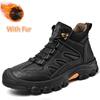 Fashion Handmade Men Hiking Shoes Genuine Leather Mens Walking Shoes All-match Men's Basic Boots Outdoor Men Winter Plush Snow Boots
