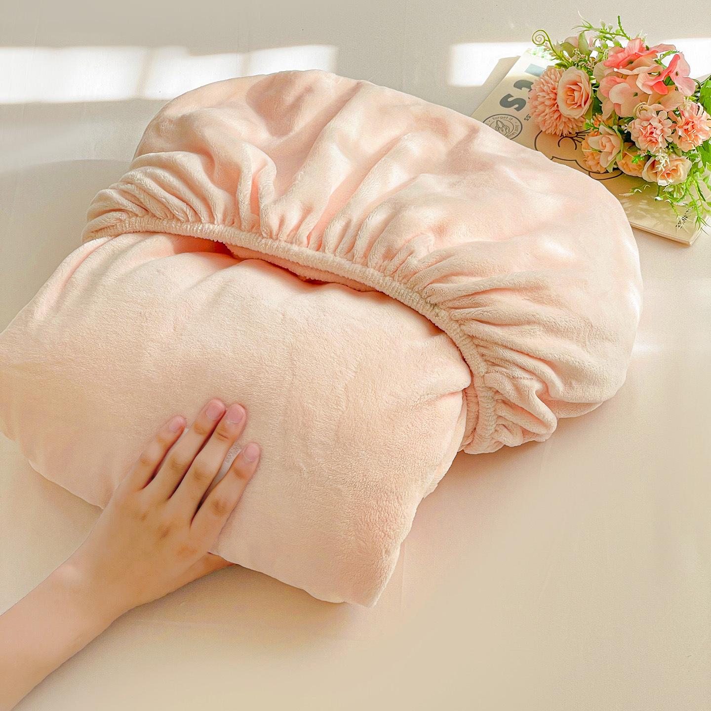 New Milk Velvet Fitted Sheet Single Piece High Weight Warm Cartoon Fitted Sheet Non-slip Non-shifting Fitted Sheet 90x200cm single bed hat