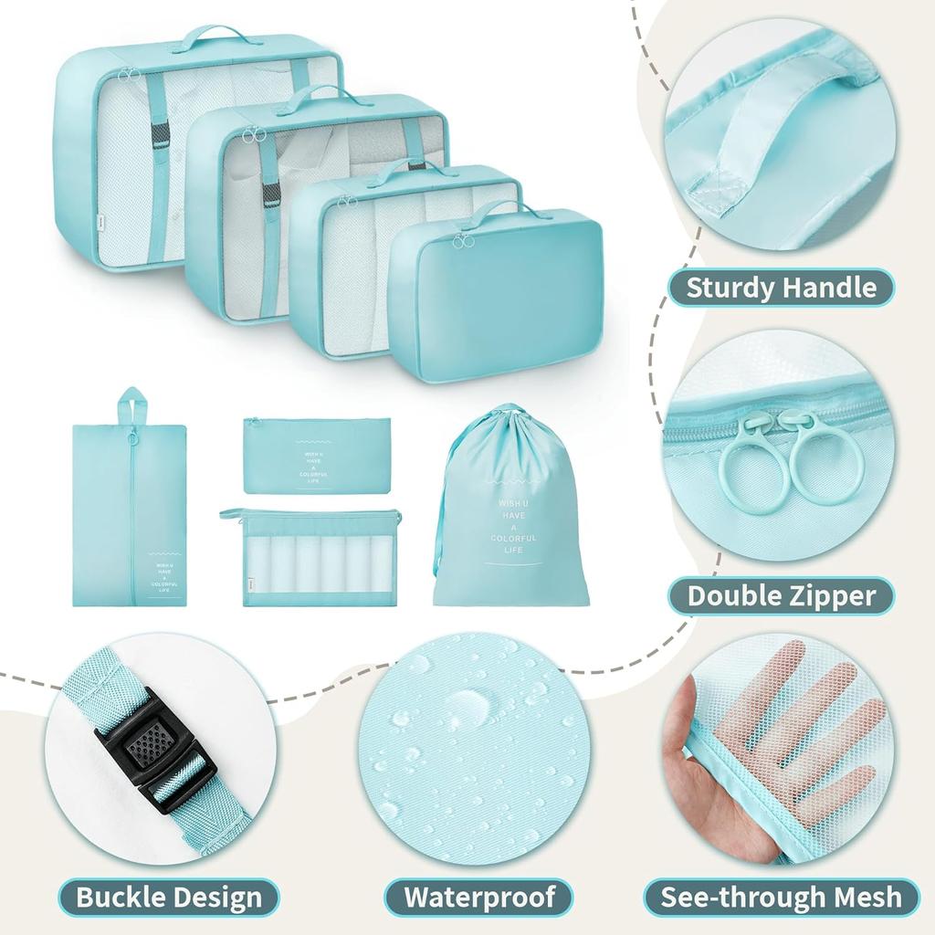 7 Pcs Travel Storage Bags Suitcase Clothes Sorting Bags Luggage Organizer for Clothes Shoe Waterproof