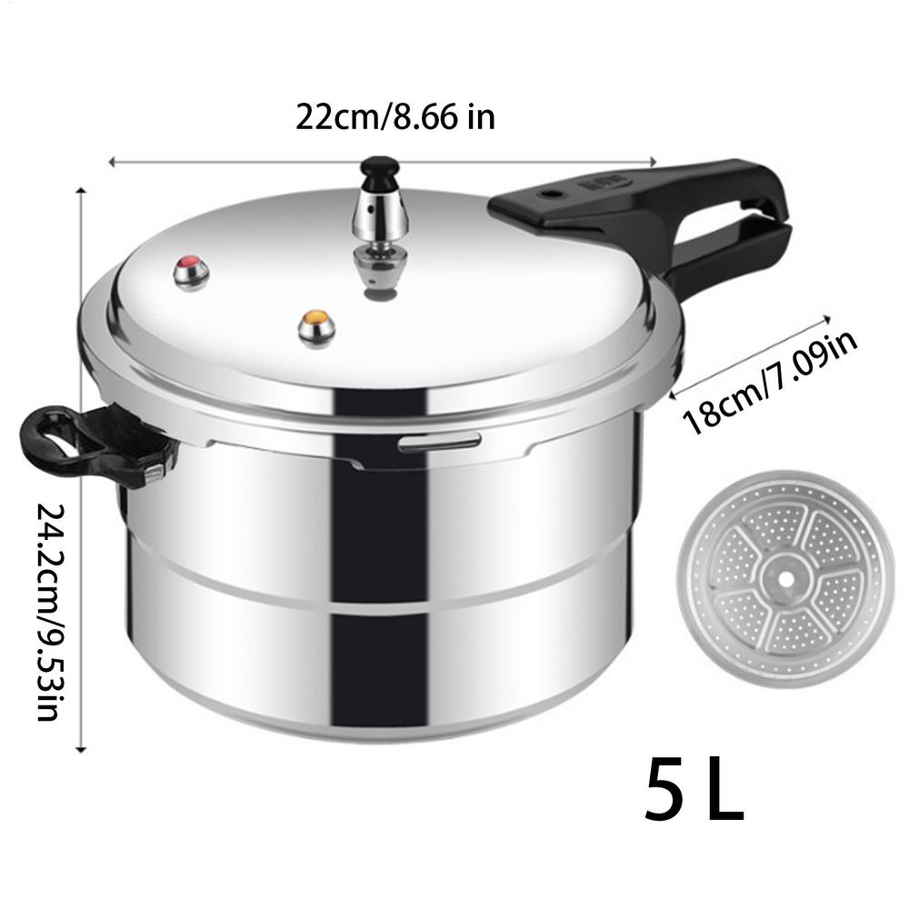 Pressure Cooker 5L Pressure Cookware with Steamer Insert Aluminum Alloy Cookware for Meat Poultry Seafood Vegetable Kitchen Cook