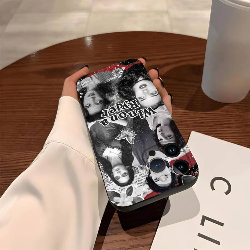 

Actress W-Winona Ryder Phone Case For iPhone 17,16,15,14,13,12,11,Pro,Max,Plus Soft Black Cover iPhone13PRO
