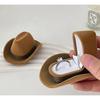 New 1Pcs Creative Design Cowboy Hat Shape Rings Box Pretty Velvet Jewelry Display Storage Case Packaging Bride Wedding Rings Box