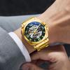 Men Automatic Skeleton Watch Large Dial Mechanical Luminous Fashion Wristwatch