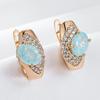 Oval Cut Blue Natural Snowflake Zircon Drop Earrings For Women Luxury  Rose Gold Color Crystal Daily Fine Jewelry