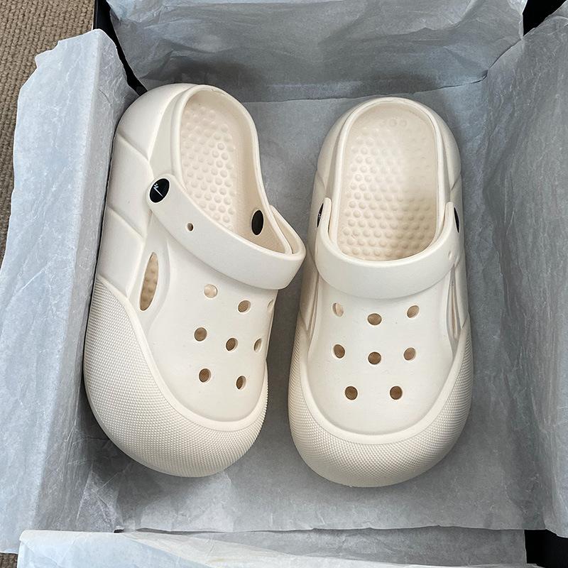 

CH1603 height increase 2025 new idle fashion men and women couples one-word slippers solid color slippers women s Mori hole shoes 40