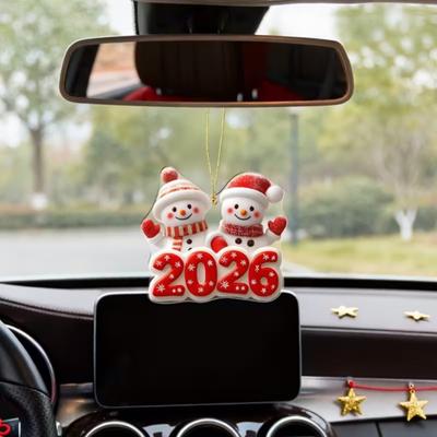 Weihnachtsanhänger Schneemann Weihnachtsmann Rentier Design Auto Rückspiegel Anhänger 2D Acryl Hängend