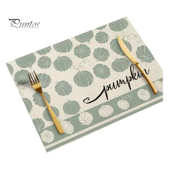 Durable Table Mats for Daily Use Pumpkin Autumn Leaves Placemat, Thanksgiving Linen Washable Heat Resistant Rustic Decorations Place Mat Dining