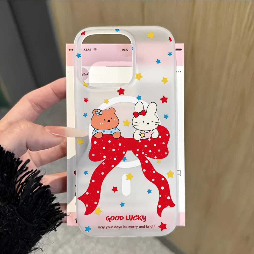Ins wind red big bow magnetic attraction for apple 17promax/16 /15 /14 personality 13 simple