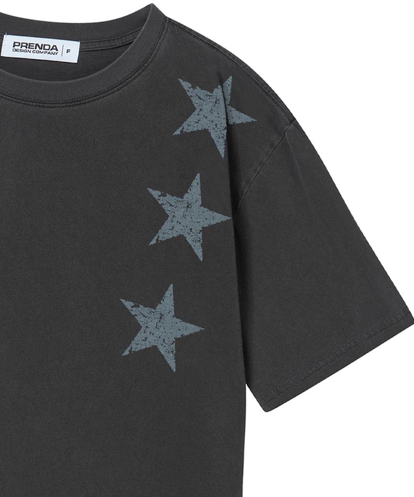 PRENDA Three Star Pigment Short Sleeve Black