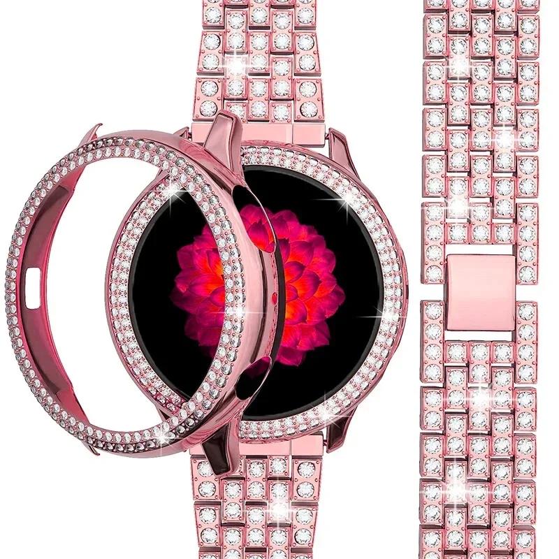 

2in1 Diamond Strap+Case For Samsung Galaxy Watch 6/5/4 40mm 44mm Bracelet Metal Band Galaxy Watch 6 40mm 44mm Cover Protector Galaxy watch 6 40mm