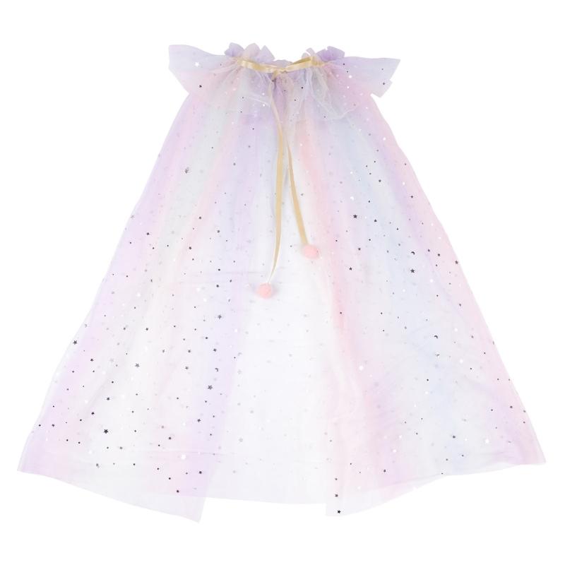 Sequins Tulle Princess Cape Princess Cloak Princess Cosplay Costume Accessory for Halloween Carnivals Birthday Party