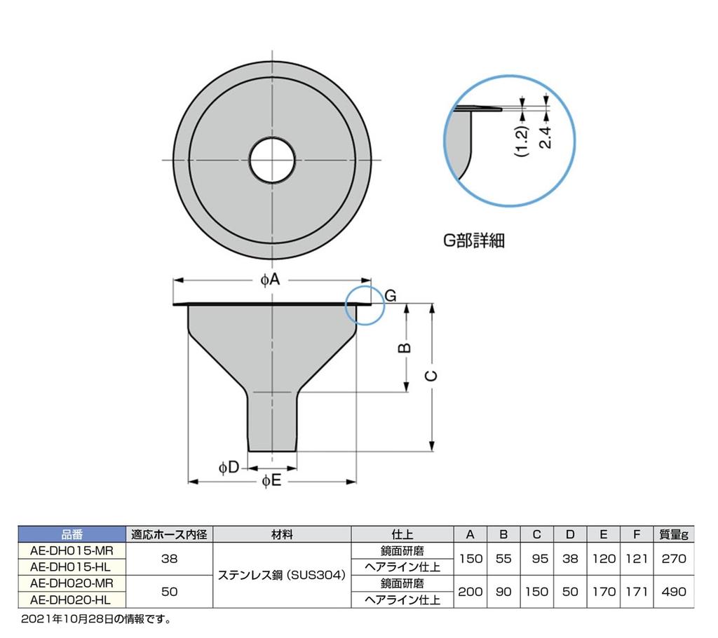 Sugatsune Kogyo Stainless Steel Drink Disposal Port AEDH015MR (210026556) AE-DH015-MR