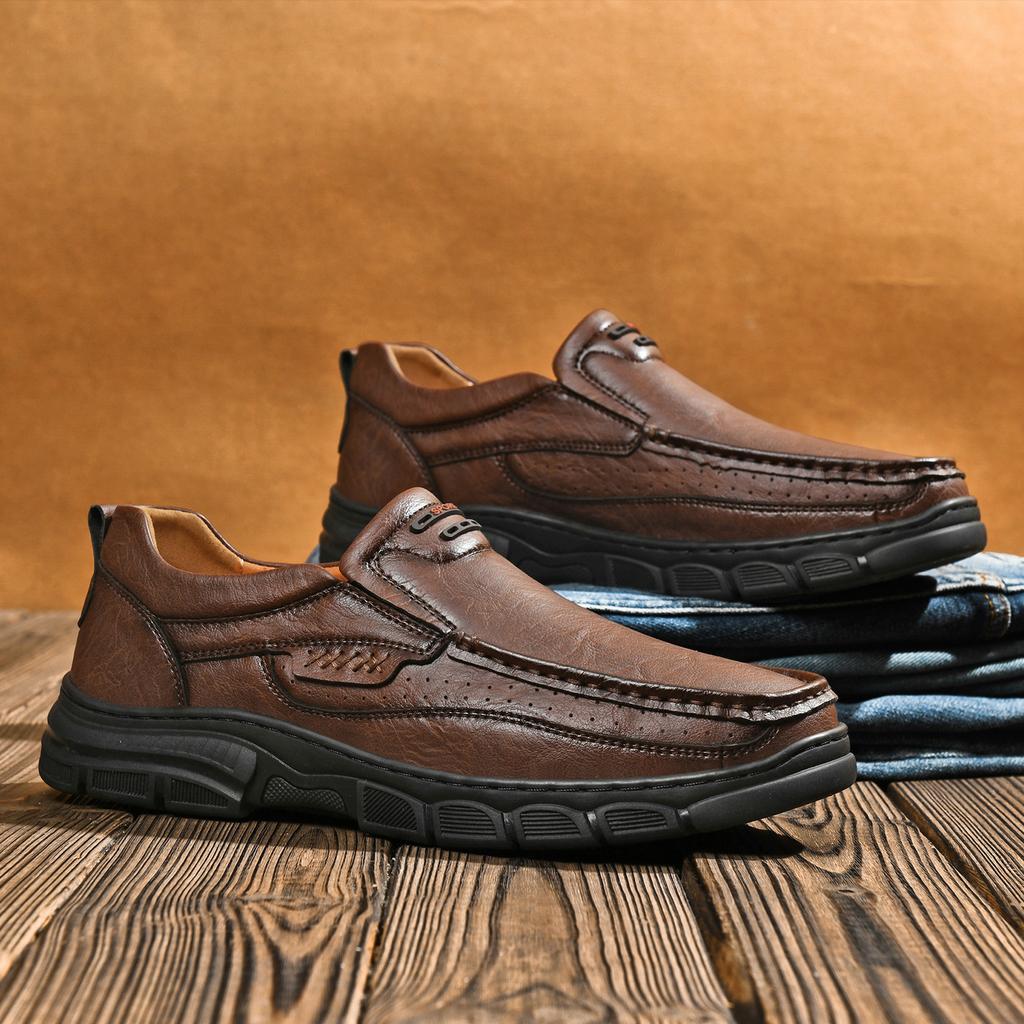 Golden Sapling Men's Casual Shoes Genuine Leather Loafers Fashion Platform Flats Comfortable Man Loafer Classics Retro Work Shoe