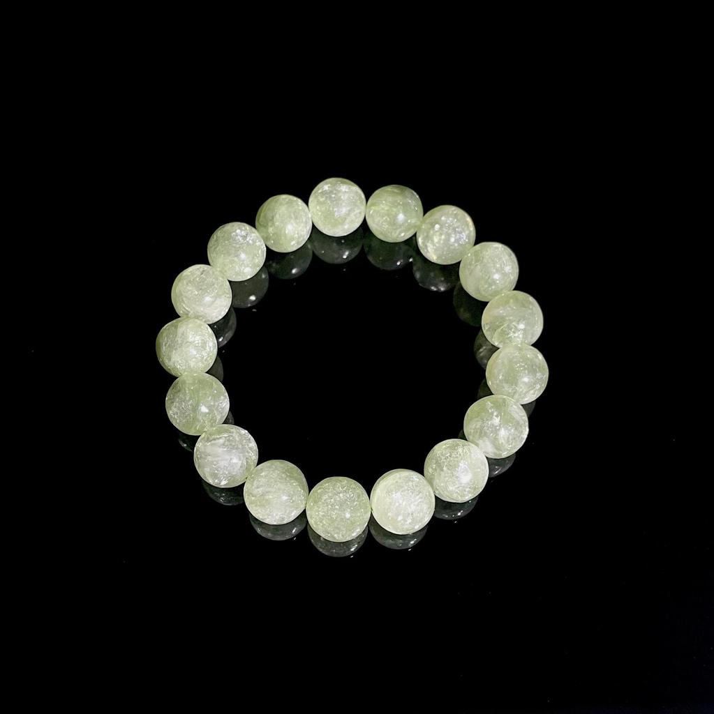 Bracelet en Perles Rondes d'Émeraude de Cristal Vert de Mine Ancienne Naturelle