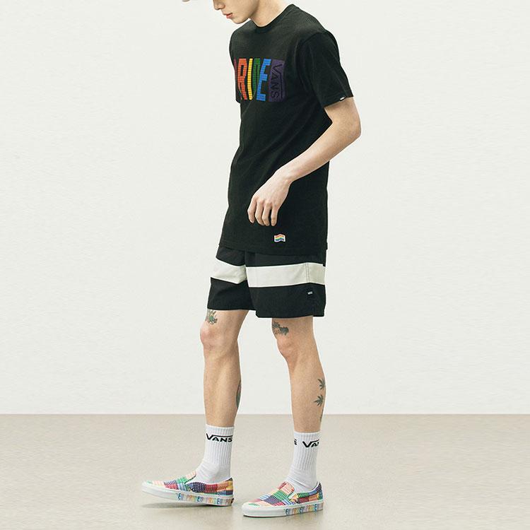 Vans X PRIDE T Shirts Unisex Black Crew Neck Moderate Straight Fit VN0A5E7TBLK