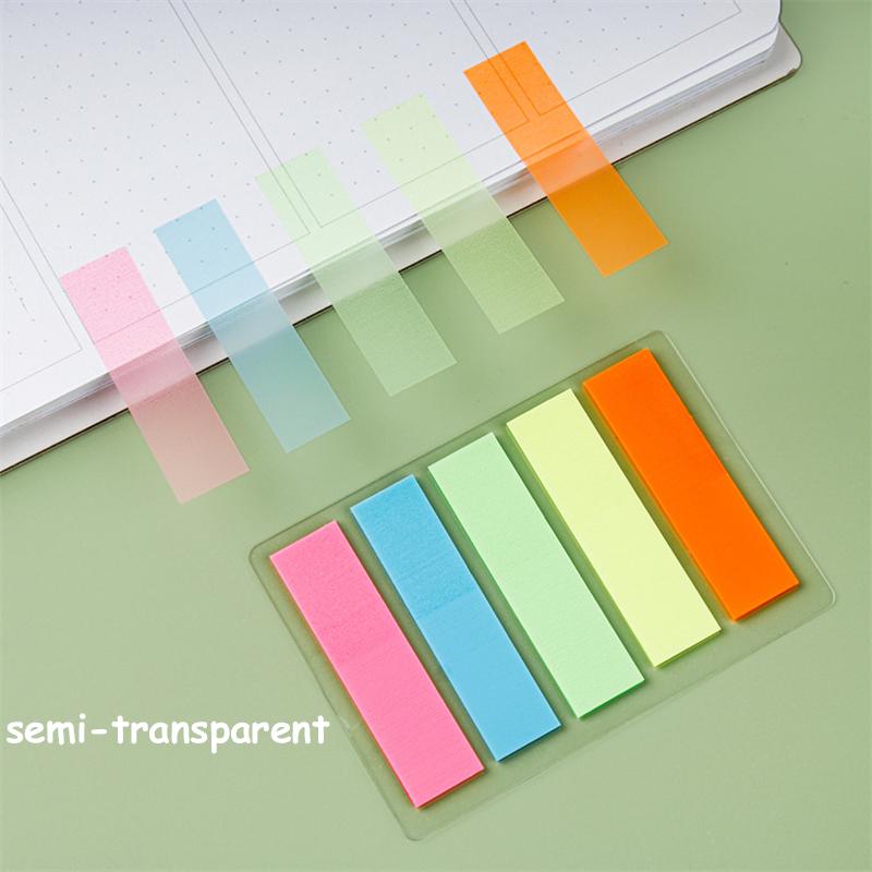 PET Index Sticker Color Marked Sticky Notes Office Cultural Supplies Student Stationery Semi-transparent Self Adhesive Strip TMZ