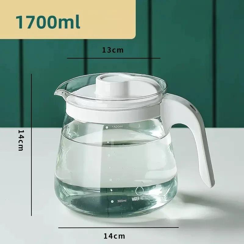 Large Capacity Glass Kettle High Temperature Resistance Water Bottle Household Transparent Teapot Coffee Jug Drinking Utensil