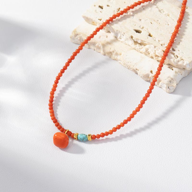 Persimmon Ruyi Chinese Red Jewelry Bracelet Women's New Chinese Necklace Premium Red Clavicle Chain Neck Chain