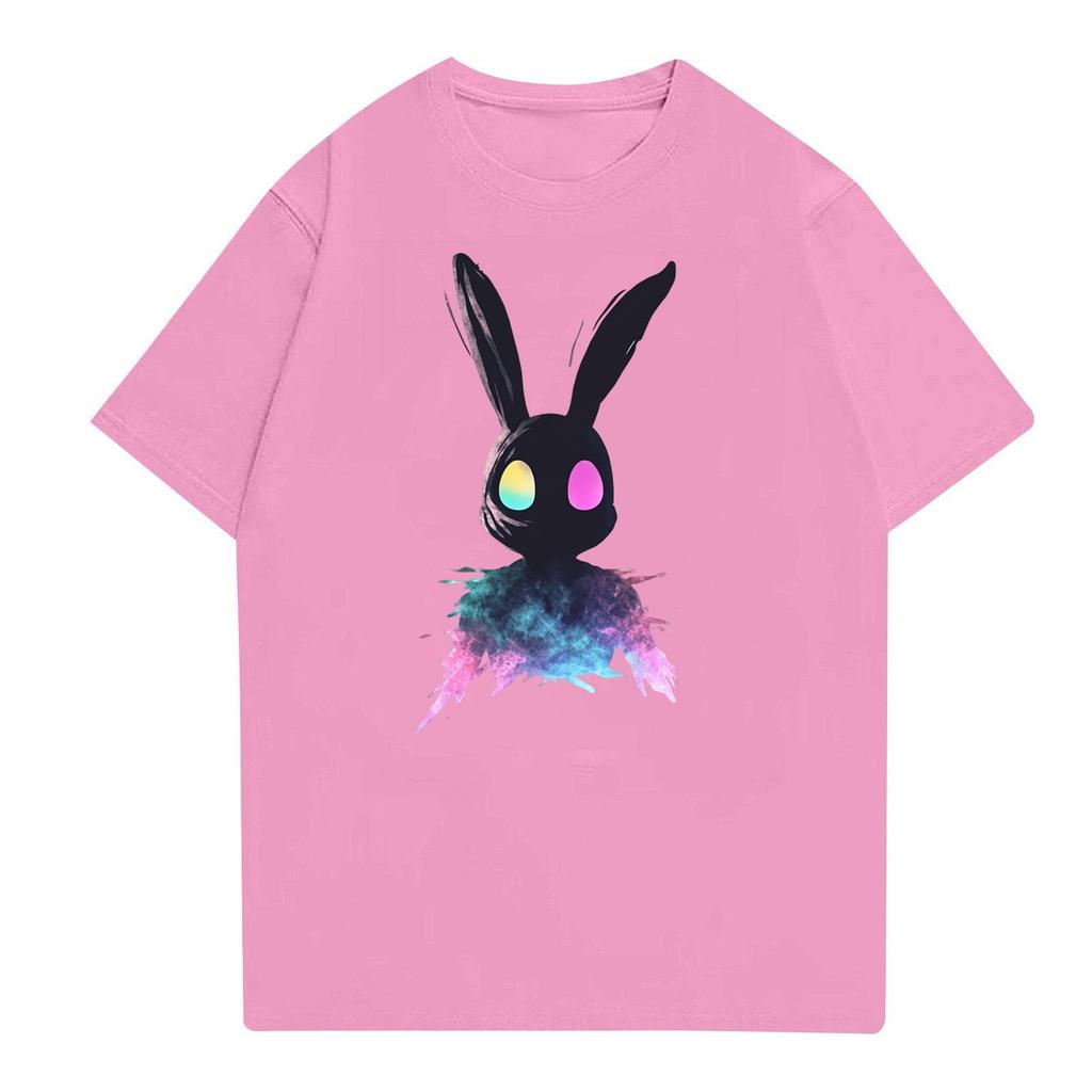 Easter - Men's Casual Baggy Bunny  Print T-shirt Round Neck Pull-over Short-sleeved Top