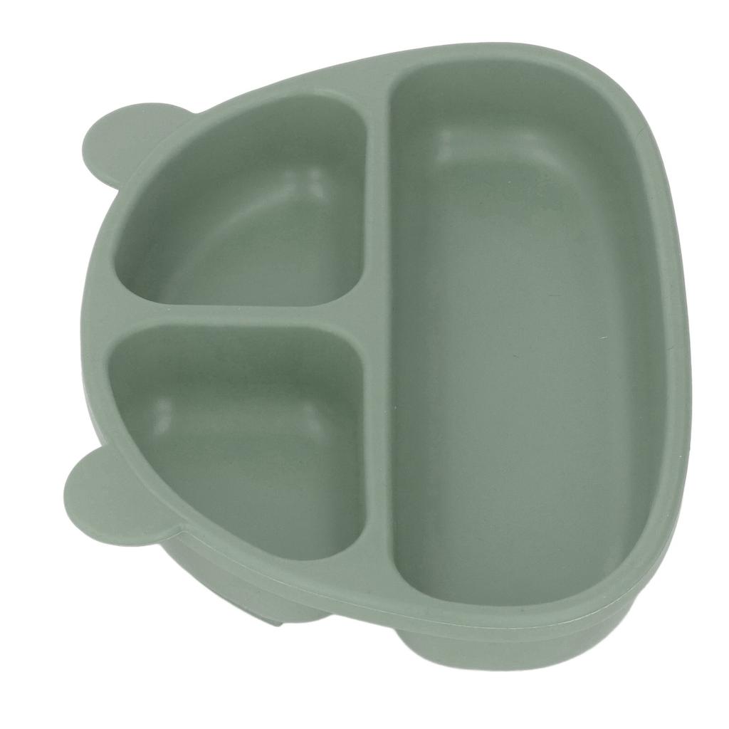 Baby Dinner Plate 3 Divided Grids Soft Silicone Falling Resistant Training Plates with Spoon Fork