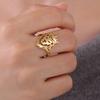 Teamer Gold Color Crown Lion Ring Stainless Steel Open Adjustable Animal Hollow Finger Ring for Women Men Jewelry Valentine Gift