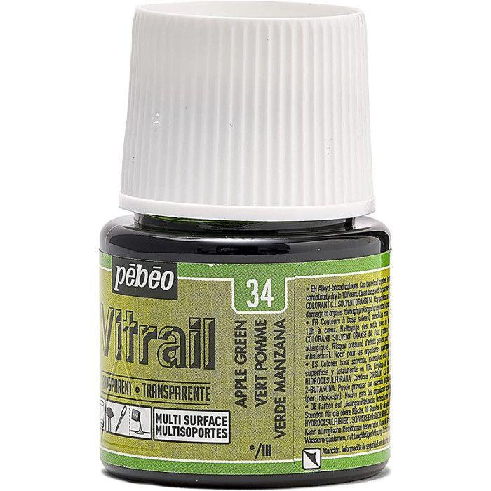Peinture Vitrail - Pébéo - Vert Pomme - 45ml - Transparent - Brillant
