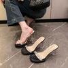 French Rhinestone with Transparent Sandals for Women In Autumn 2025, New Fashionable and Versatile Temperament, Crystal Thick Heel Waterproof Table
