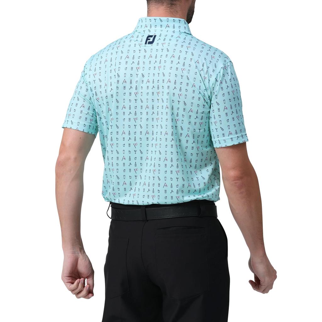 FootJoy Men's XL Seagrass 19-Hole Print Short Sleeve Shirt, Size FJ-S24-S21 (81770-XL)
