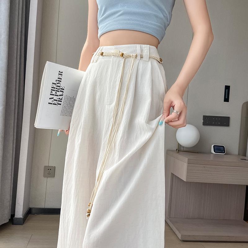 Summer 2026 Ice Silk Cotton-Linen Wide-Leg Sun Protection Pants - Women's Casual Thin Yamamoto Style