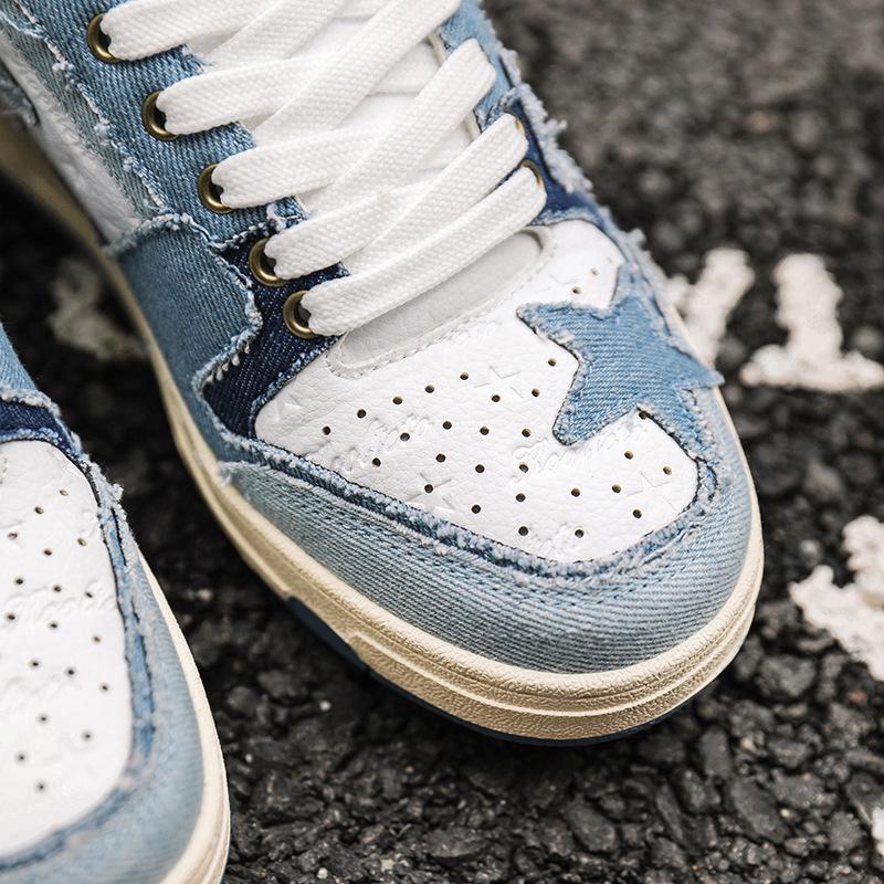 Pantofi Casual din Denim pentru Bărbați Guochao tip Skate - Versatili și Trendy