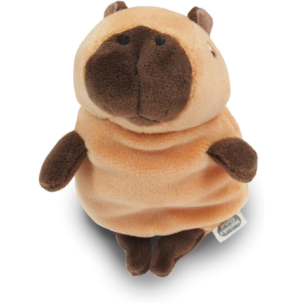 Morisaka Global Mochikapi Mini Capybara Plush Toy 7x5x13cm Soft Touch Cute Animal Mochi Series MOKP-0088