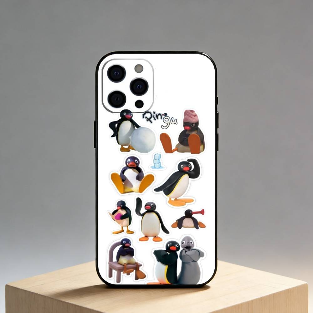 P-Pingu Penguin Funny Cut Phone Case For iPhone17,16,15,14,13,12 Plus,Max Soft Silicone Black Cover