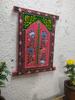 Handmade Pink Painted Jharokha: Embossed Indian Window Wall Decor