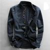 Camicie da uomo in cotone e lino a maniche lunghe Camicie casual slim con colletto alla coreana