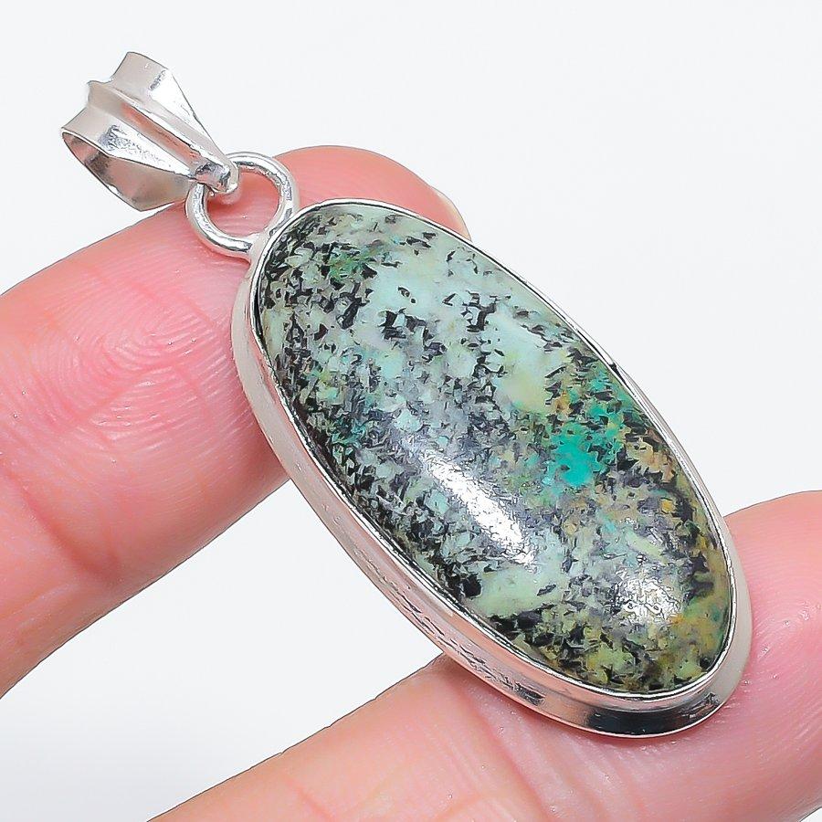 

Natural Tibetan Turquoise 925 Sterling Silver Jewelry Pendant 2.01 G4F40