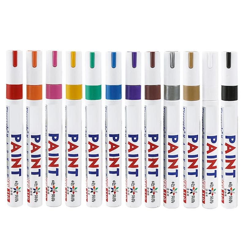 12 Pcs Permanent Paint Markers Oil Based Paint Pen Quick-Drying Permanent Marker for Plastic Cardboard Wood Metal Canvas