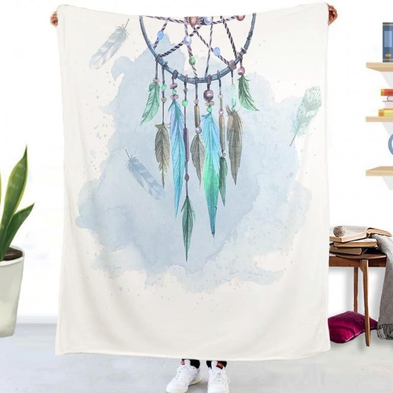 Blue Dream Catcher Blanket Flannel Throw Blanket for Kids Adults Lightweight Soft Warm Blankets for Bed Sofa Office 130x150cm