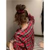 Plaid Pajama Sets Women Loose Cute Spring Korean Style Panelled Pockets Homewear Daily All-match Youthful Vitality Leisure