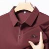 Men's Business Casual Short Sleeved Shirt with Badge Solid Color Polo Shirt Fashionable Breathable Comfortable Versatile Top