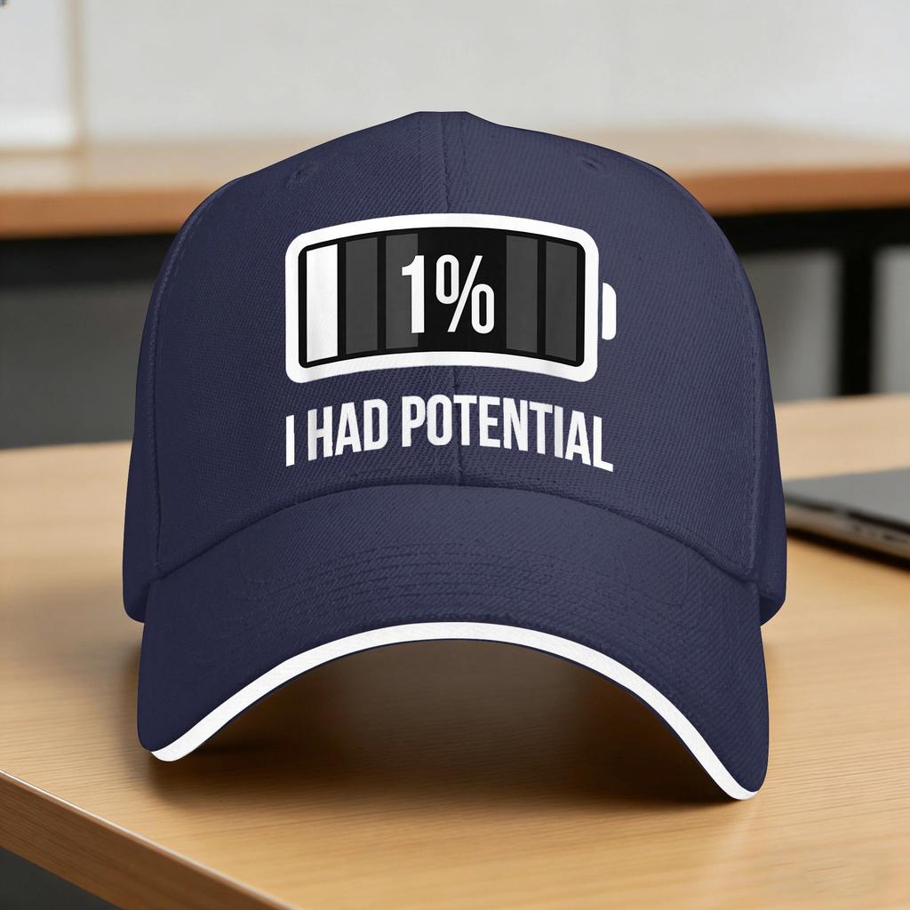 I Had Potential Sun Baseball Cap Summer yk Funny Hip Hop Hats For Women Unisex Tennis Skate Snapback Cap