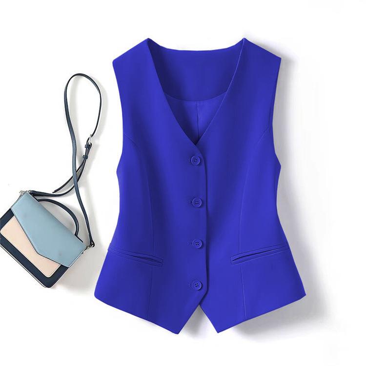 

Women s Blue Slim Fit Sleeveless Vest for Spring/Autumn 2025 S
