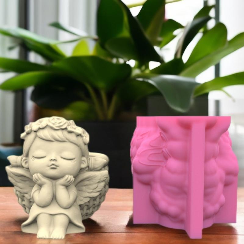 Cute Doll Girl Series Succulent Flower Pot Mould Gypsum Concrete Crystal Epoxy Resin Mold Flower Vase Silicone Mold