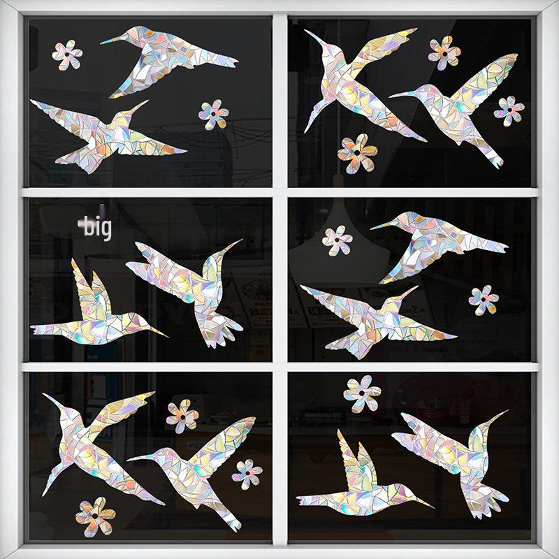 New Style Colorful Hummingbird Anti-Collision Window Sticker - Bird Protection and Bedroom Glass Decor.